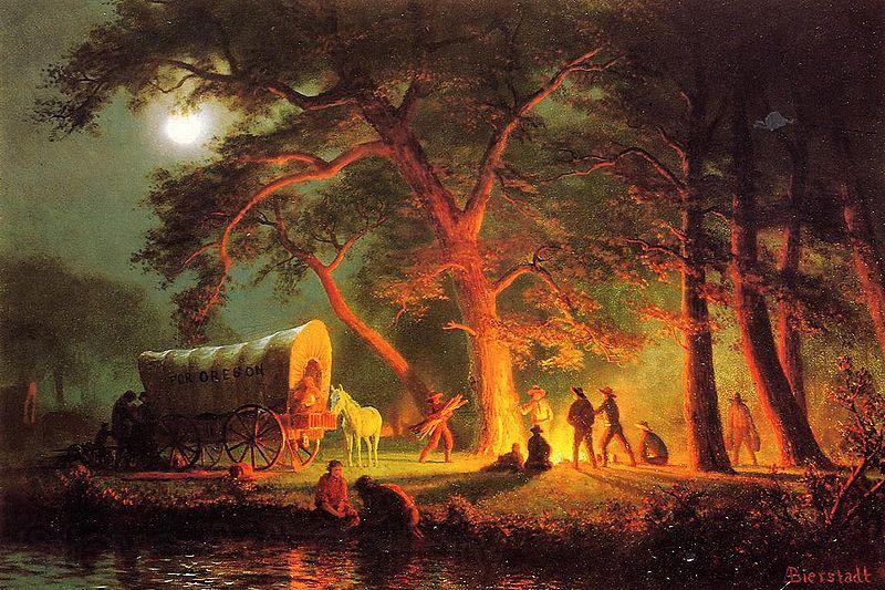 Albert Bierstadt Oregon Trail (Campfire) France oil painting art